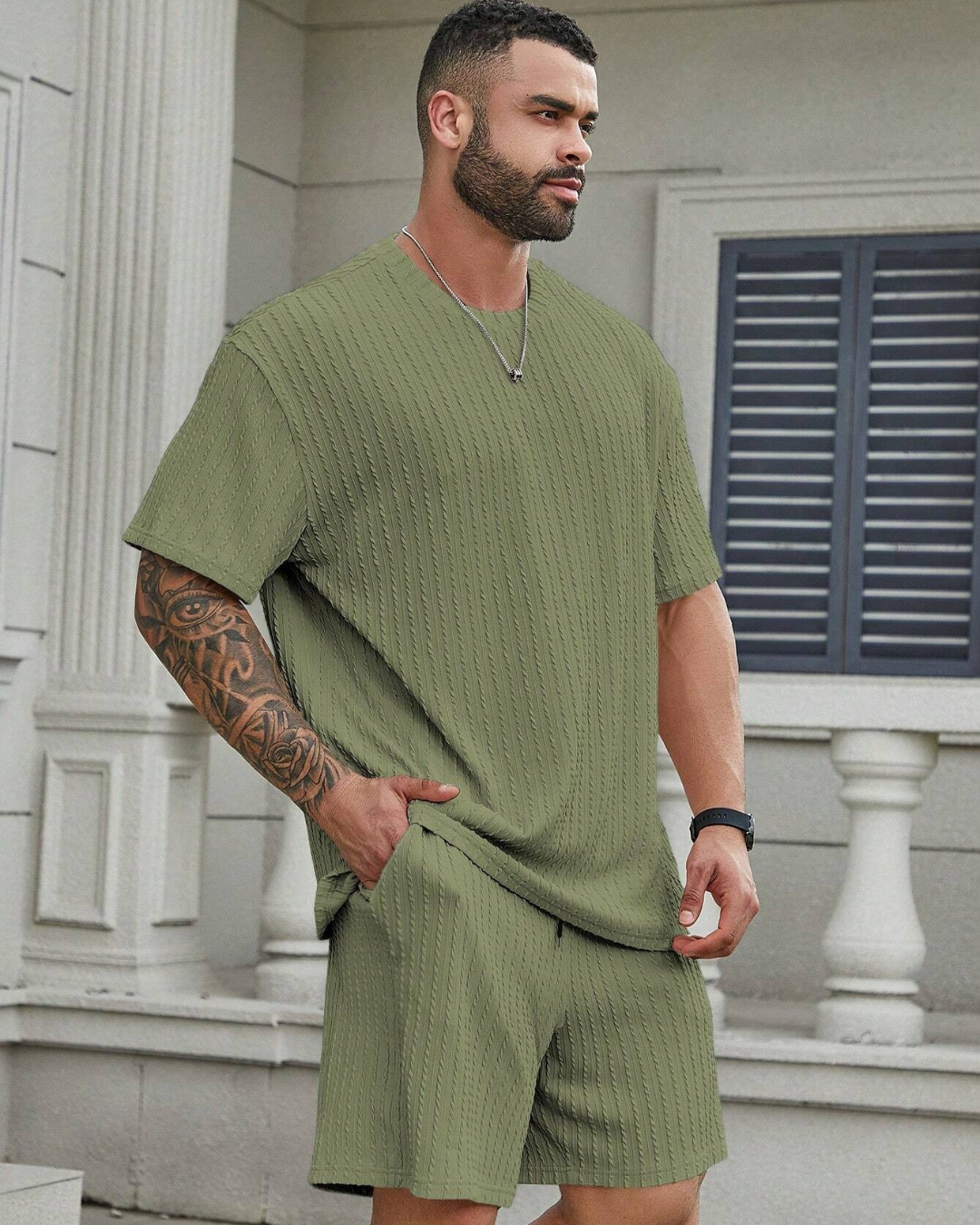 Conjunto Casual de Camiseta Manga Corta y Short para Hombre