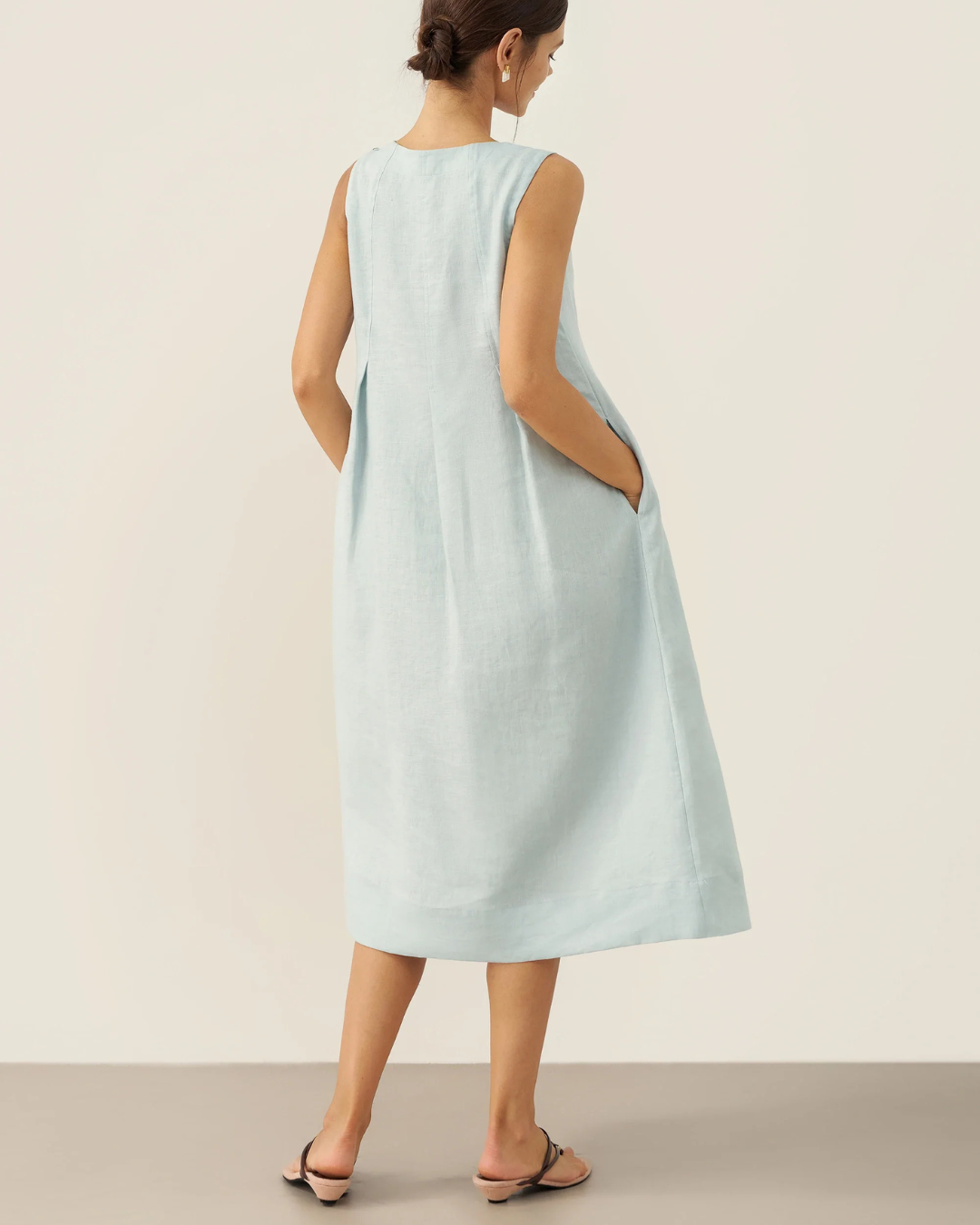 Vestido casual con bolsillos laterales para mujer
