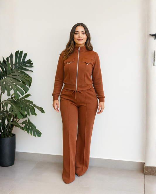 Conjunto Elegante con Tejido Elástico para Mujer