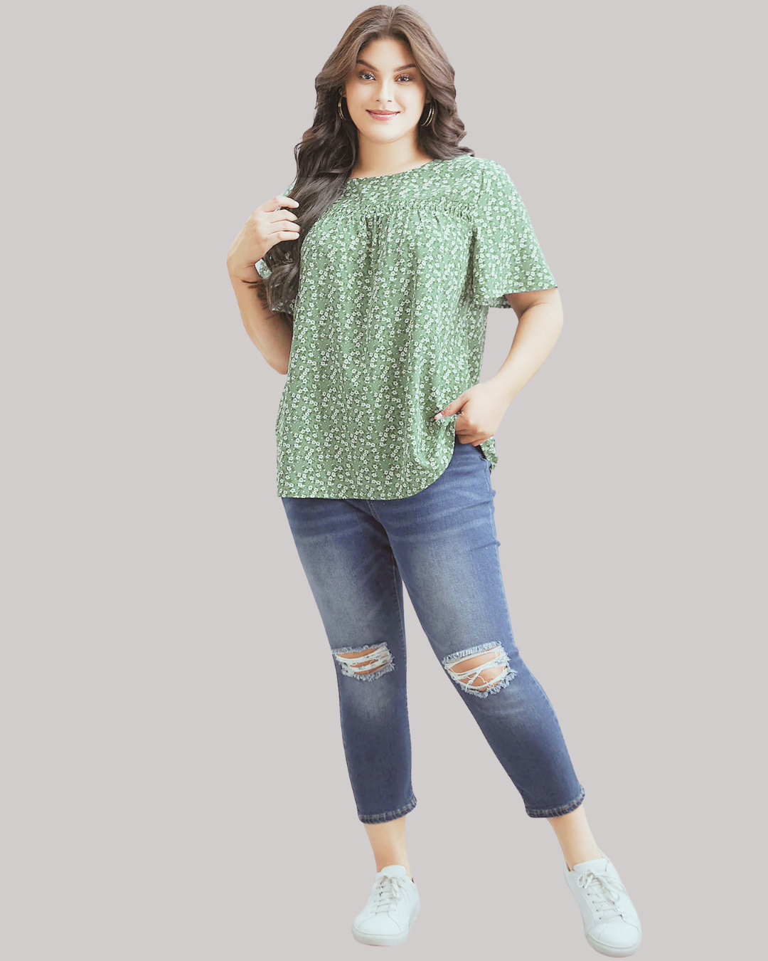 Blusa con Estampado Floral y Mangas Amplias Estilo Volante