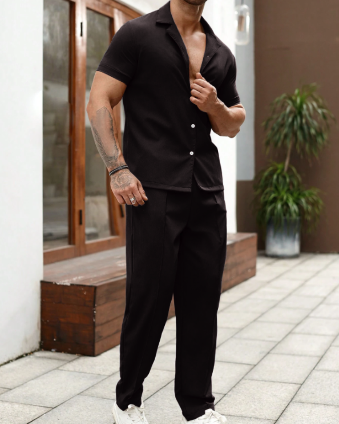 Conjunto Casual para Hombre con Camisa Manga Corta y Pantalón