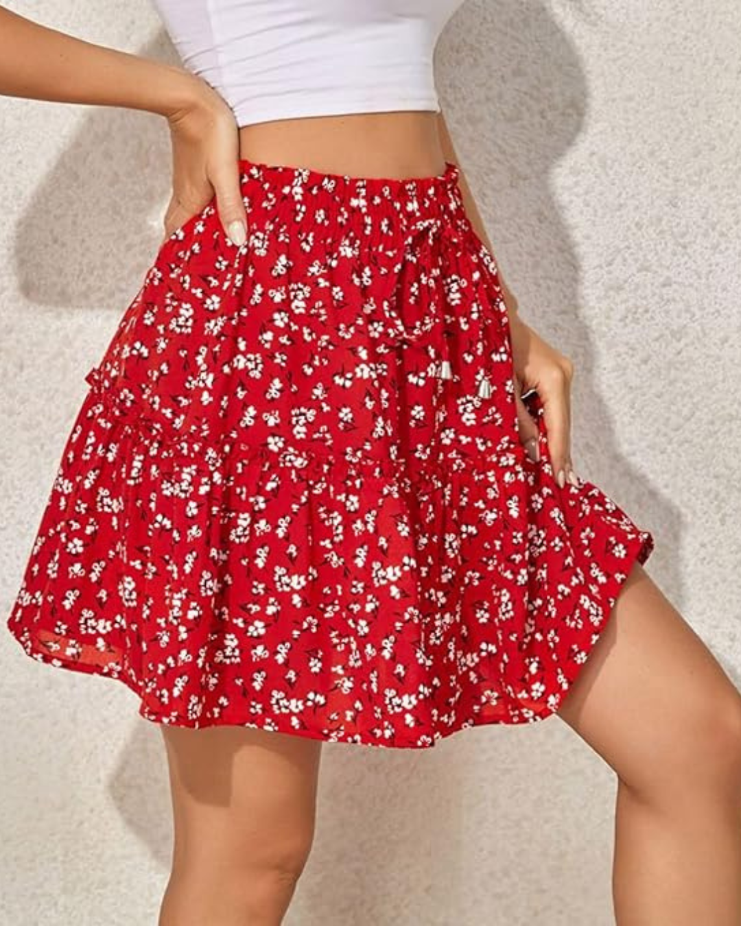 Falda short de cintura alta con estampado floral (OFERTA 2X1)