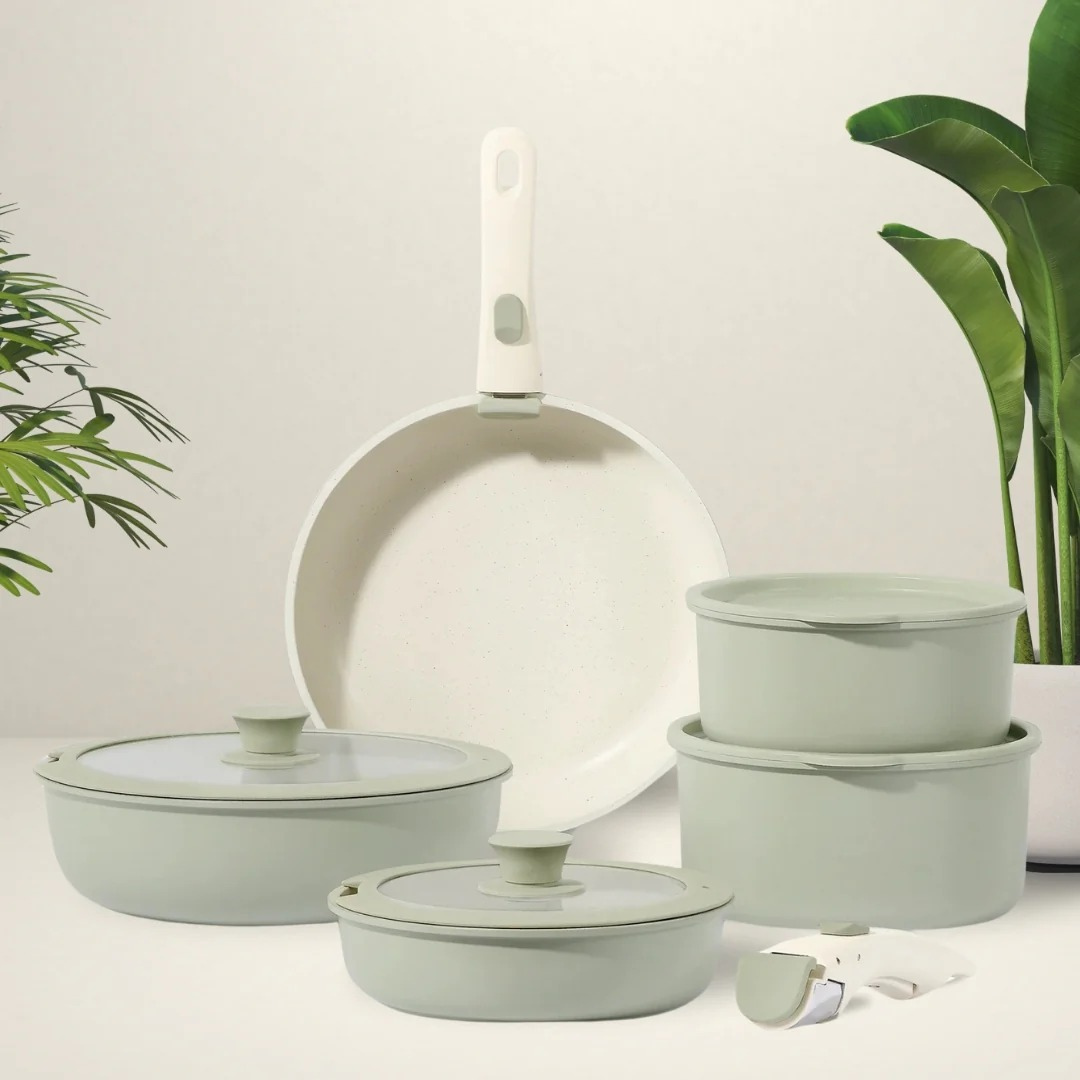 Juego de Sartenes y Ollas con Asas Desmontables para Cocina