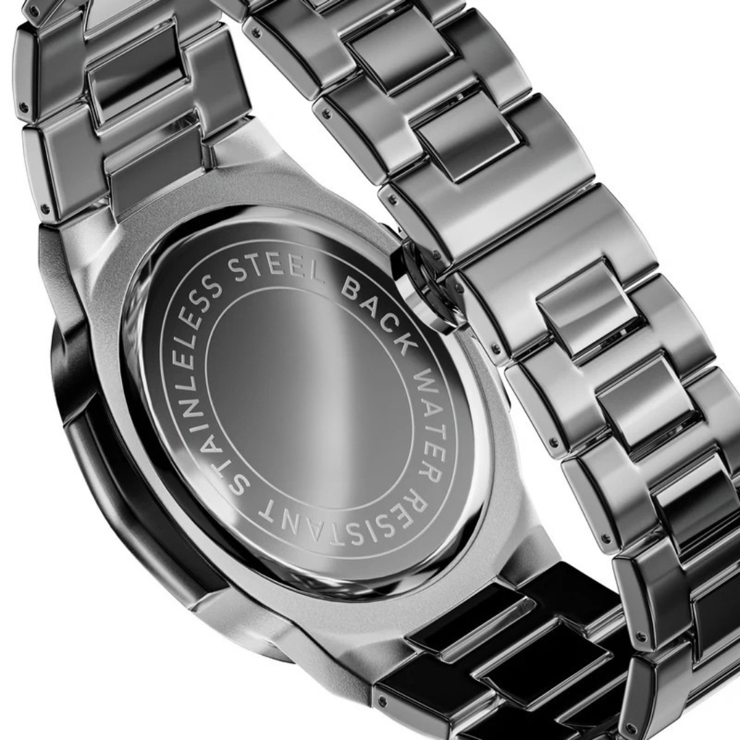 Reloj de Acero Inoxidable con Esfera Negra y Diseño Elegante para Hombre