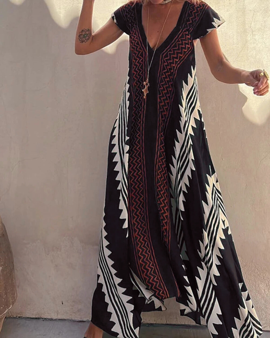 Vestido Boho con Escote en V