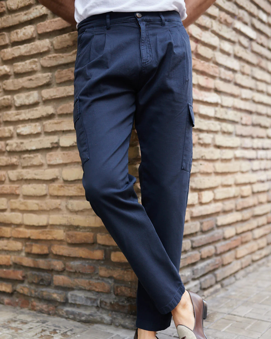 Pantalón Cargo de Lino y Algodón para Hombre