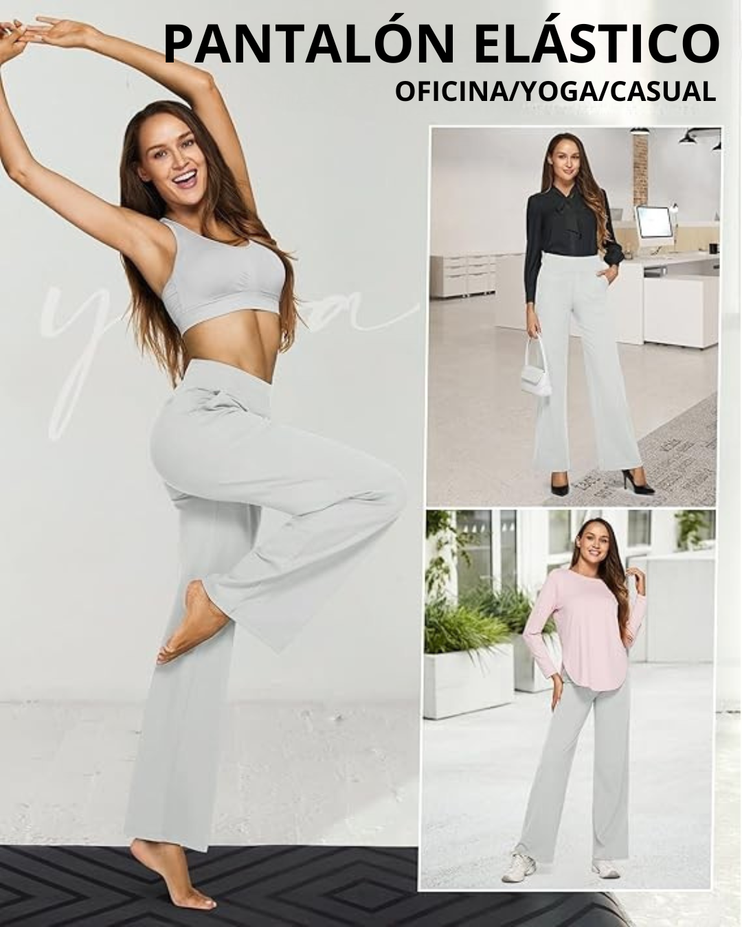 Pantalón Elástico de Cintura Alta y Holgados para Mujer