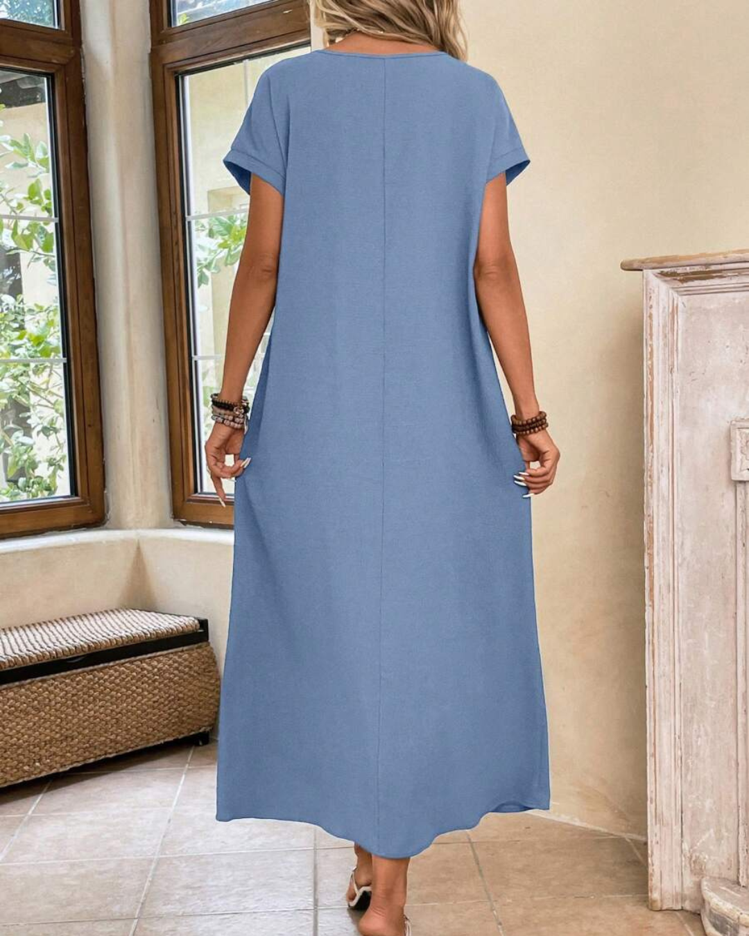 Vestido largo de mujer, ancho y sin arrugas