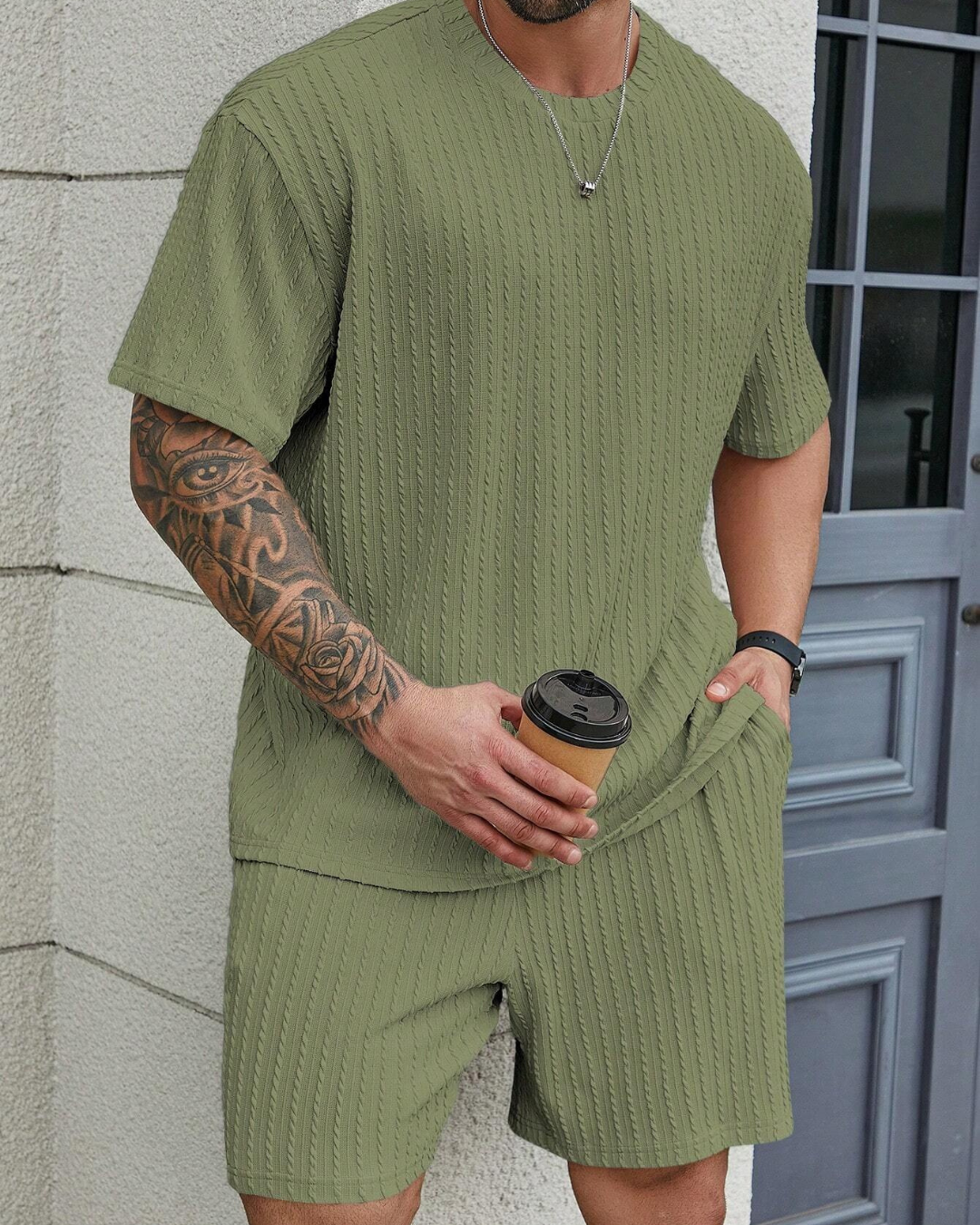 Conjunto Casual de Camiseta Manga Corta y Short para Hombre