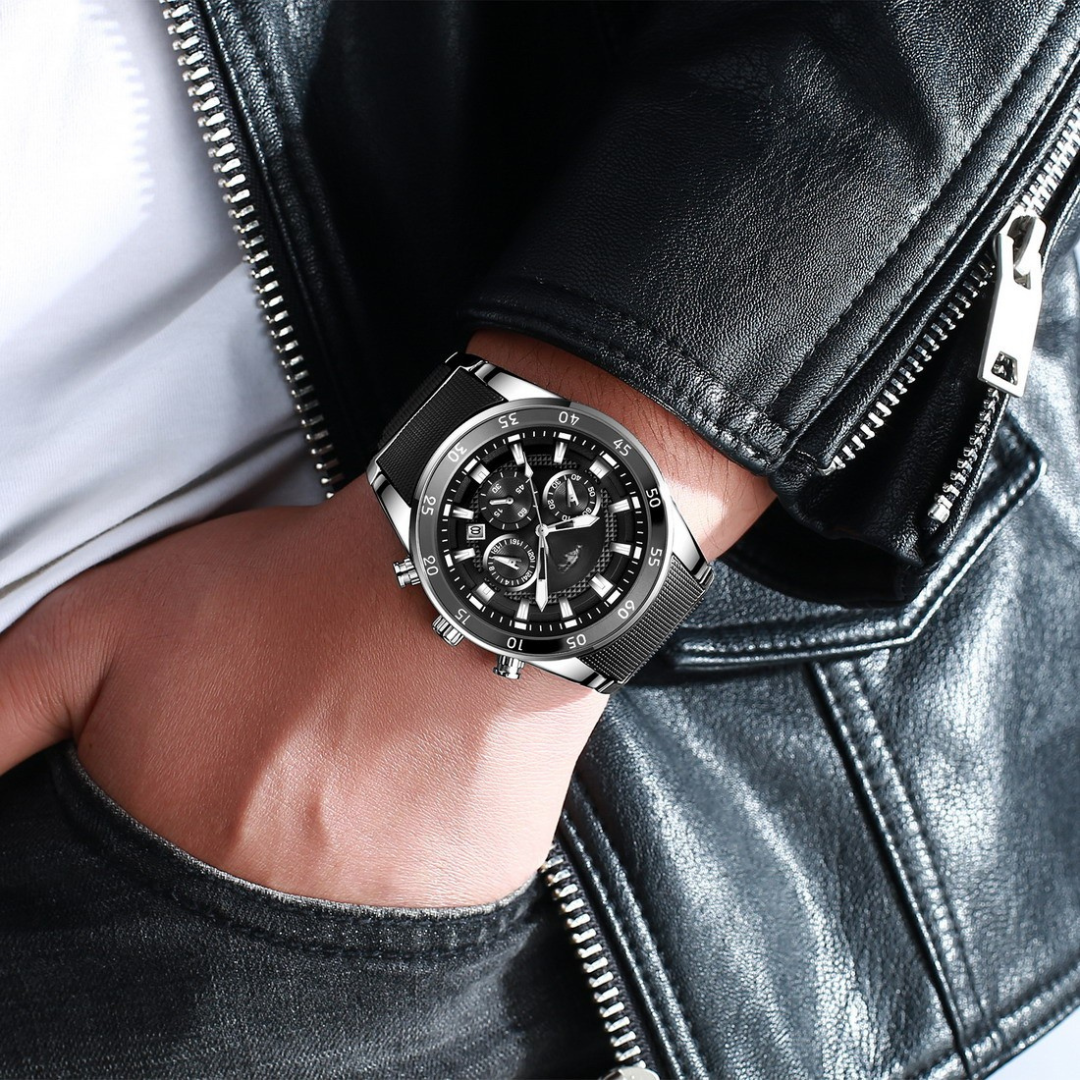Reloj de cuarzo multifunción para hombre, resistente al agua