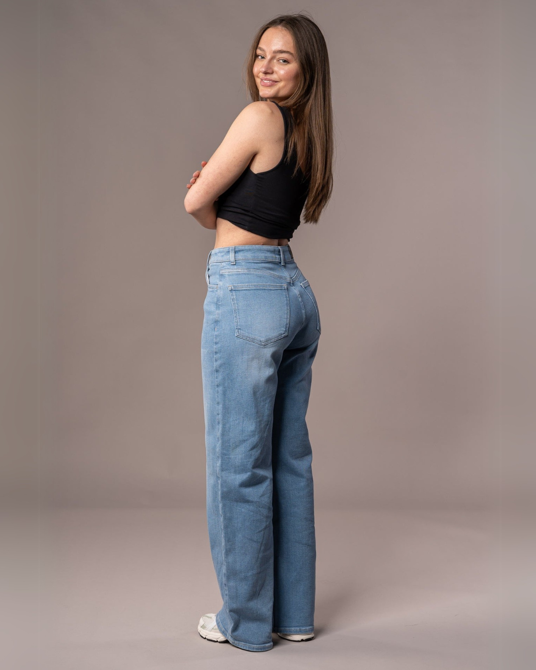 Pantalón de Talle Alto y Corte Alargado para Mujer