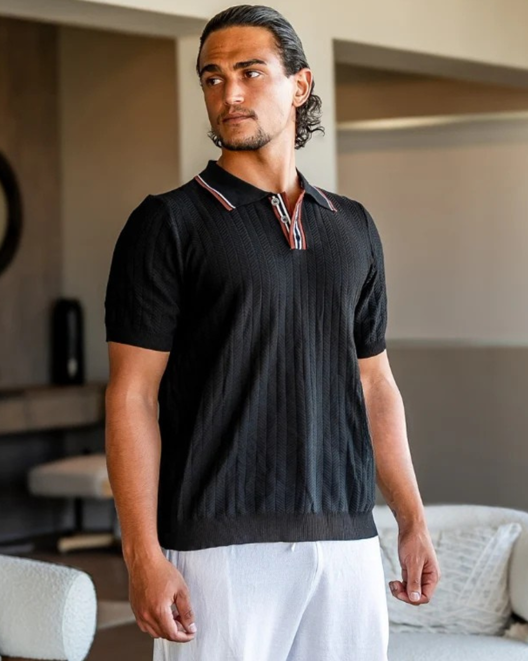 Polo Ligero con Tejido Suave y Resistente Para Hombre de Gran Elasticidad