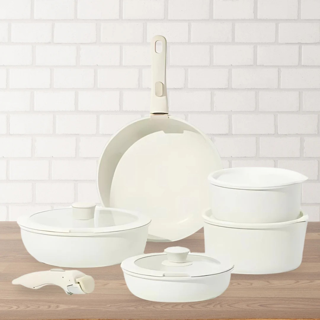 Juego de Sartenes y Ollas con Asas Desmontables para Cocina