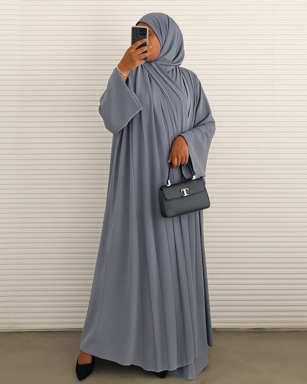 Vestido Abaya Fluido con Bolsillos Laterales