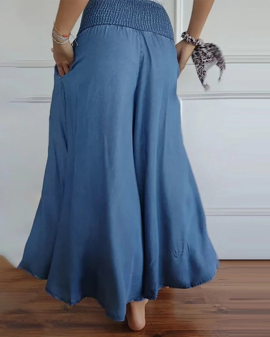 Falda Larga con Bolsillos Estilo Fresco y Natural
