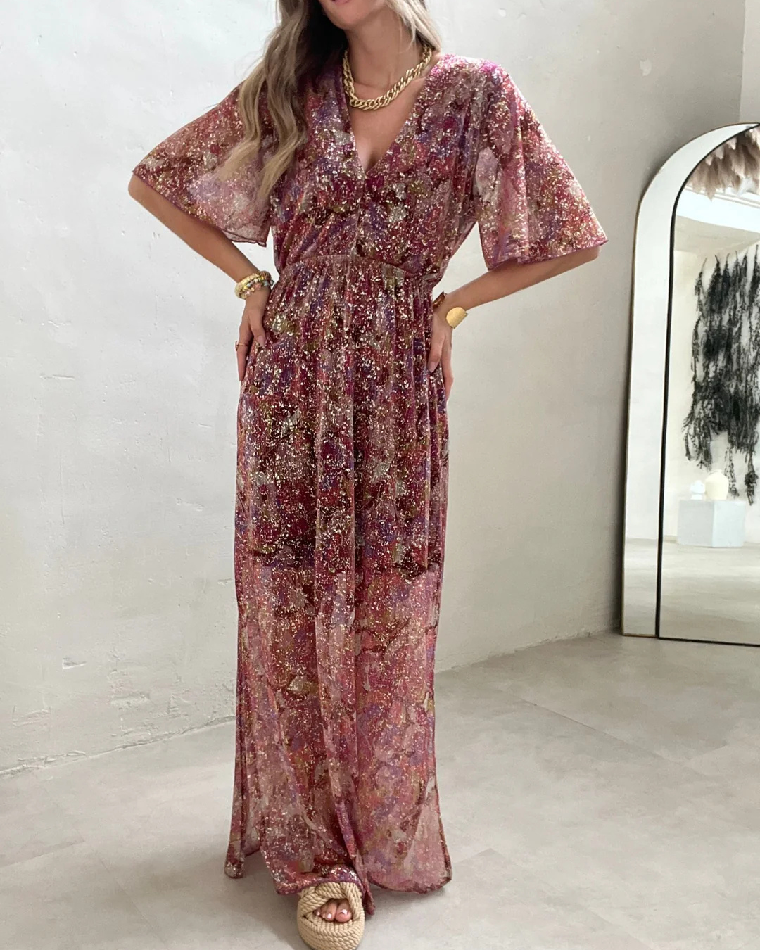Vestido Largo con Escote en V