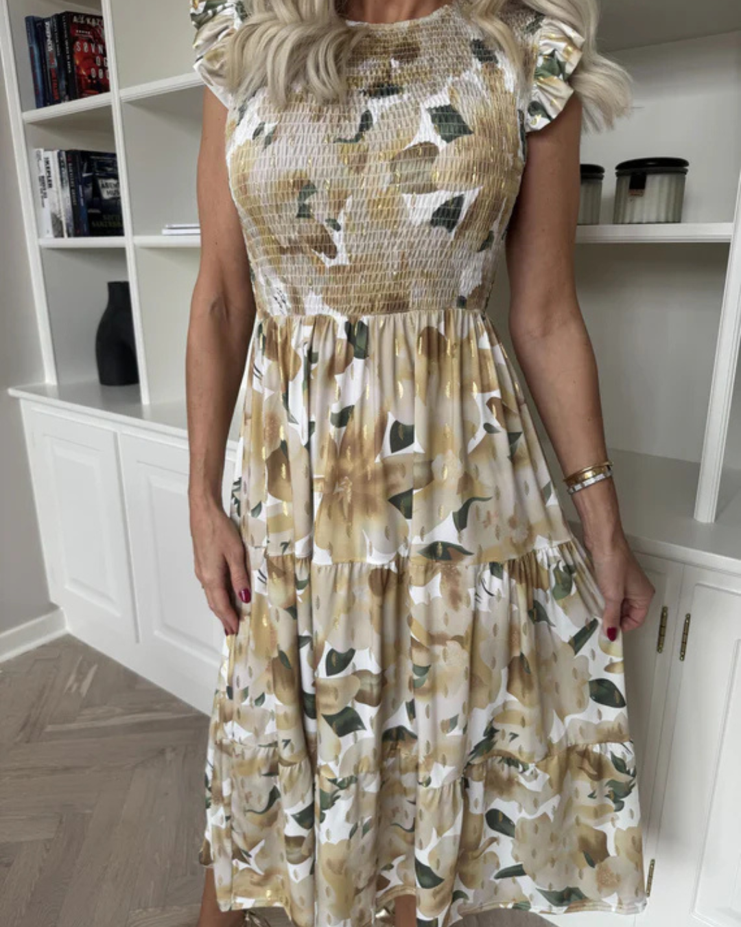 Vestido Floral con Fruncido en el Pecho para Mujer