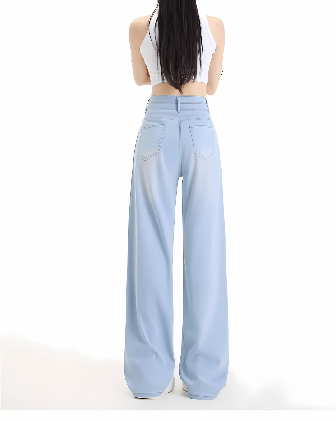 Pantalón Ancho con Dos Botones para Mujer