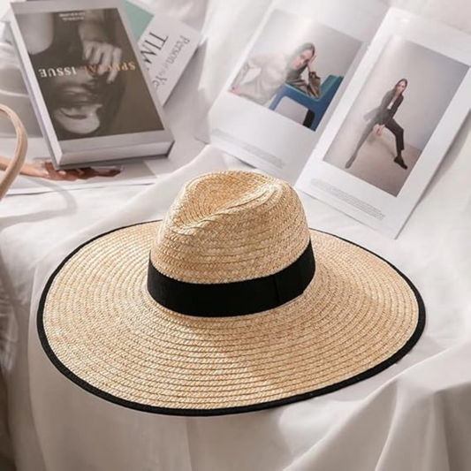 Sombrero de Paja Tejido con Cinta Decorativa