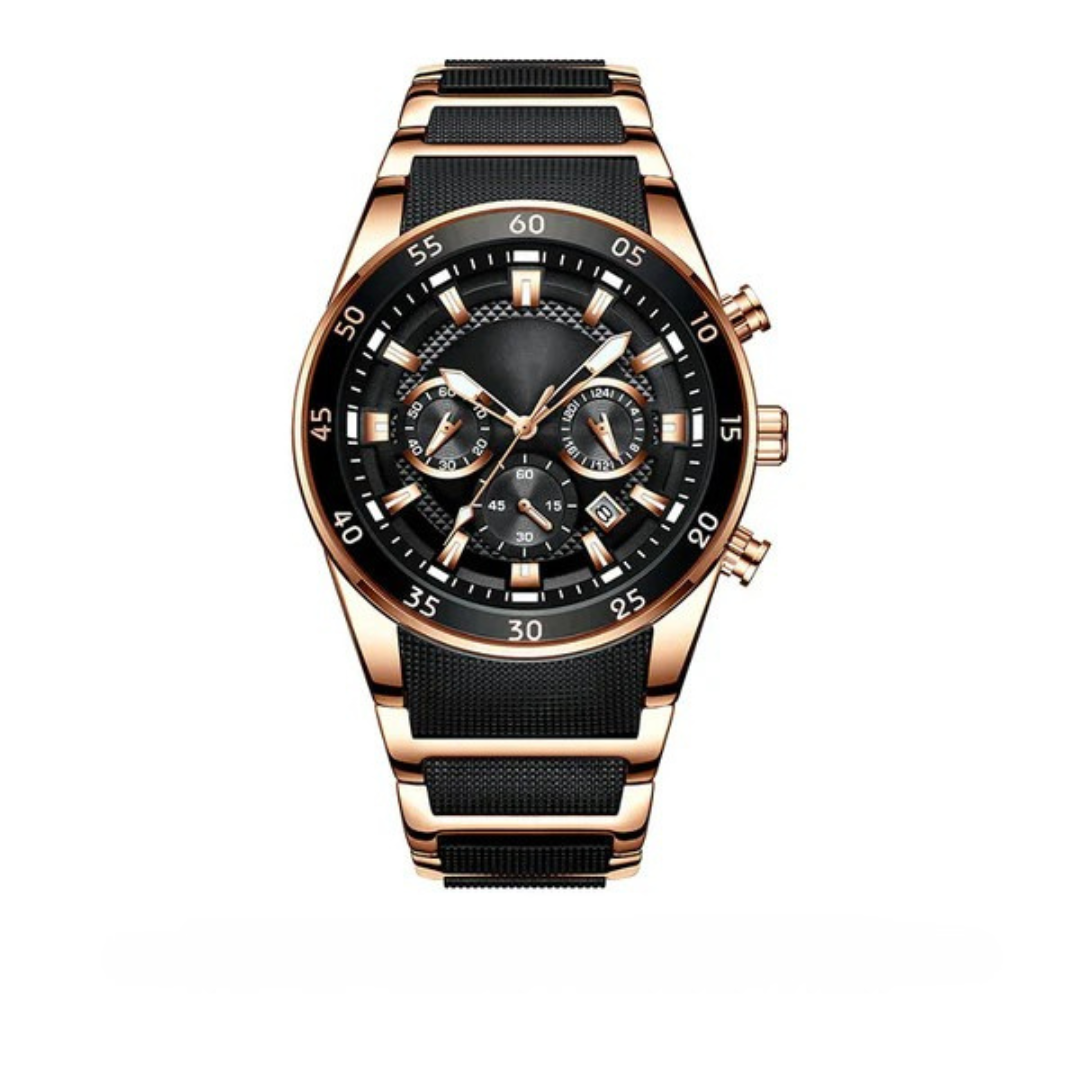 Reloj de cuarzo multifunción para hombre, resistente al agua