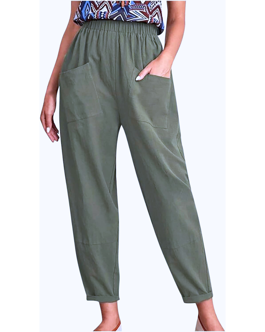Pantalón Ancho de Lino con Diseño Holgado y Cintura Ajustable
