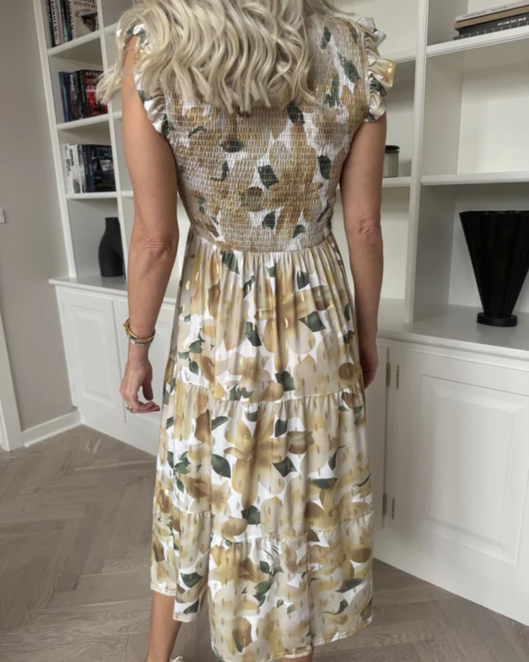 Vestido Floral con Fruncido en el Pecho para Mujer