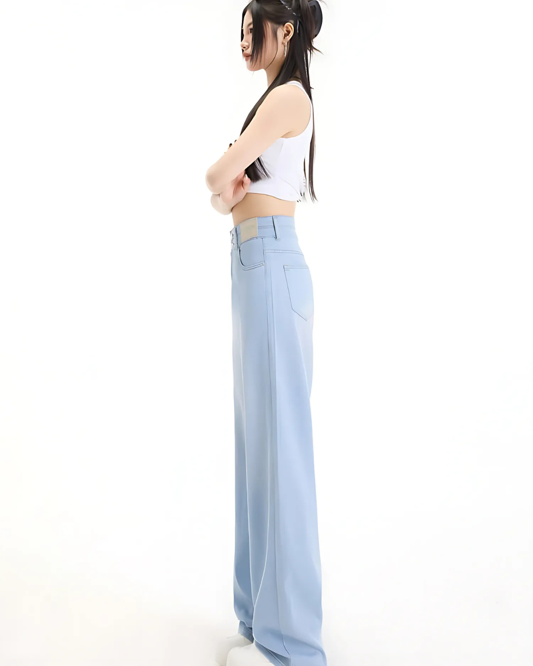 Pantalón Ancho con Dos Botones para Mujer