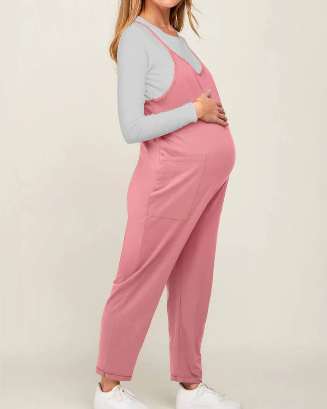 Mono Premamá de Tirantes para Mujer con Bolsillos Laterales y Corte Holgado