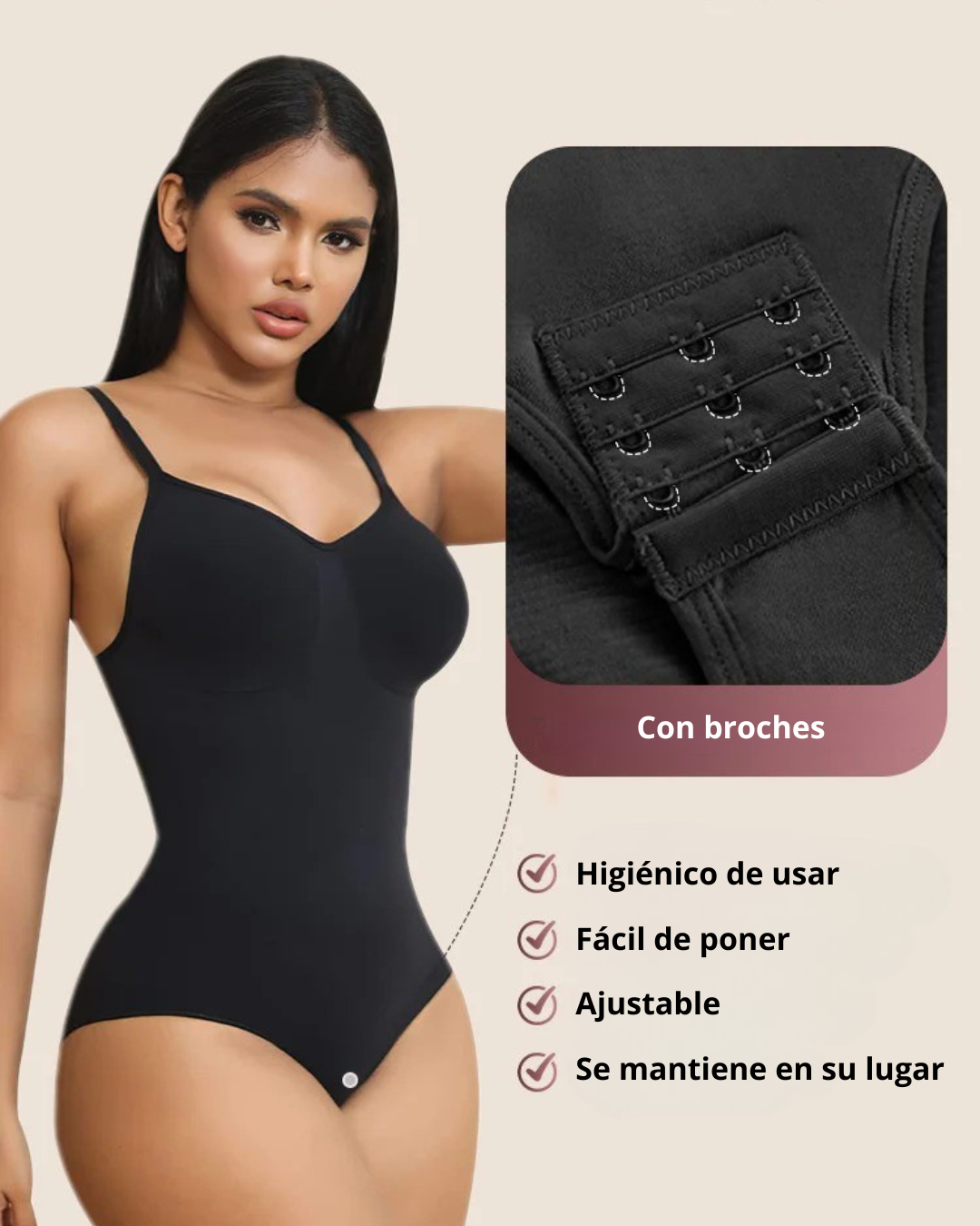 Body modelador con tirantes ajustables para mujer