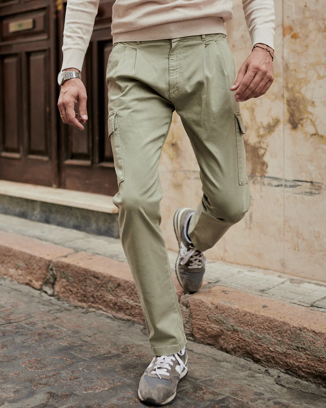Pantalón Cargo de Lino y Algodón para Hombre
