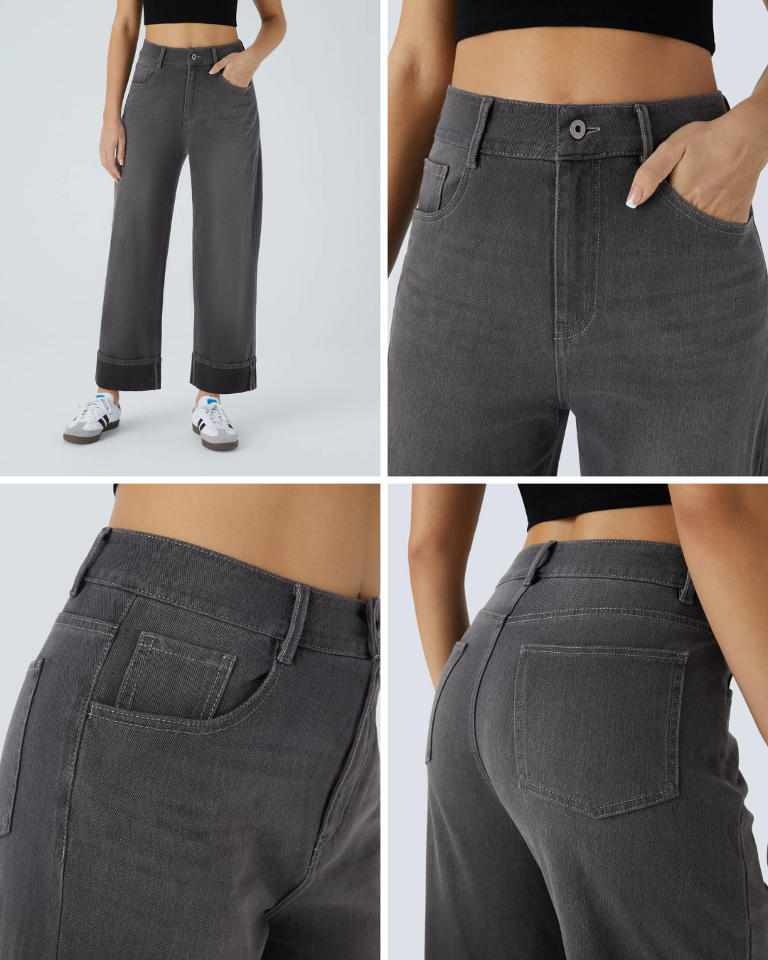 Pantalón con Cintura Alta y Botas Anchas