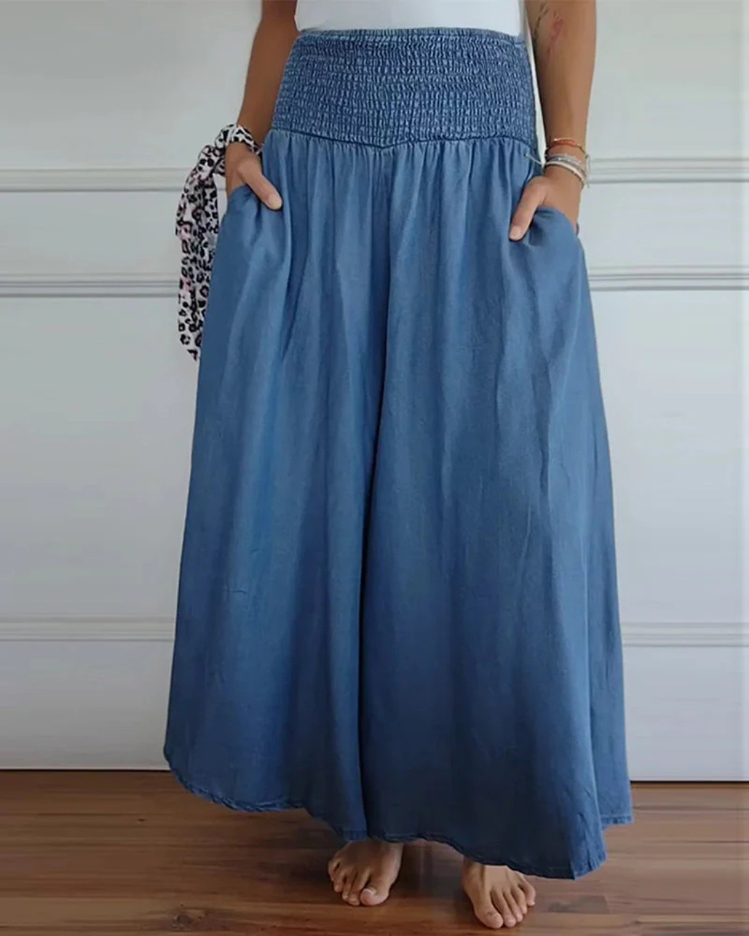 Falda Larga con Bolsillos Estilo Fresco y Natural