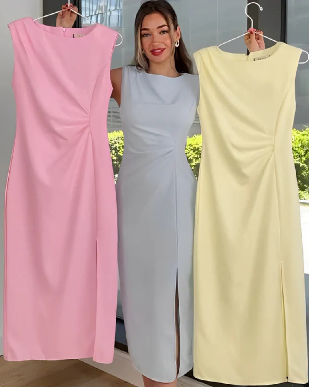 Vestido Ceñido Sin Mangas y con Abertura en la Pierna