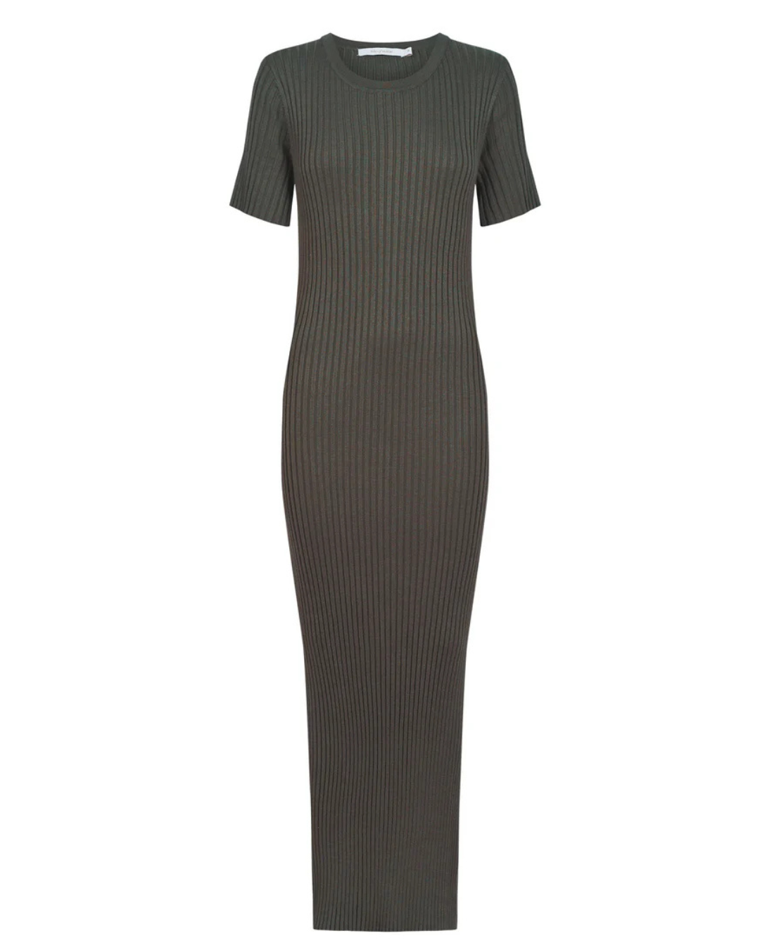 Vestido Largo de Manga Corta con Canalé para Mujer