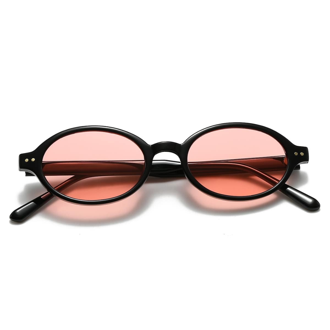 Gafas de Sol Ovaladas con Montura Negra de Estilo Retro Moderno