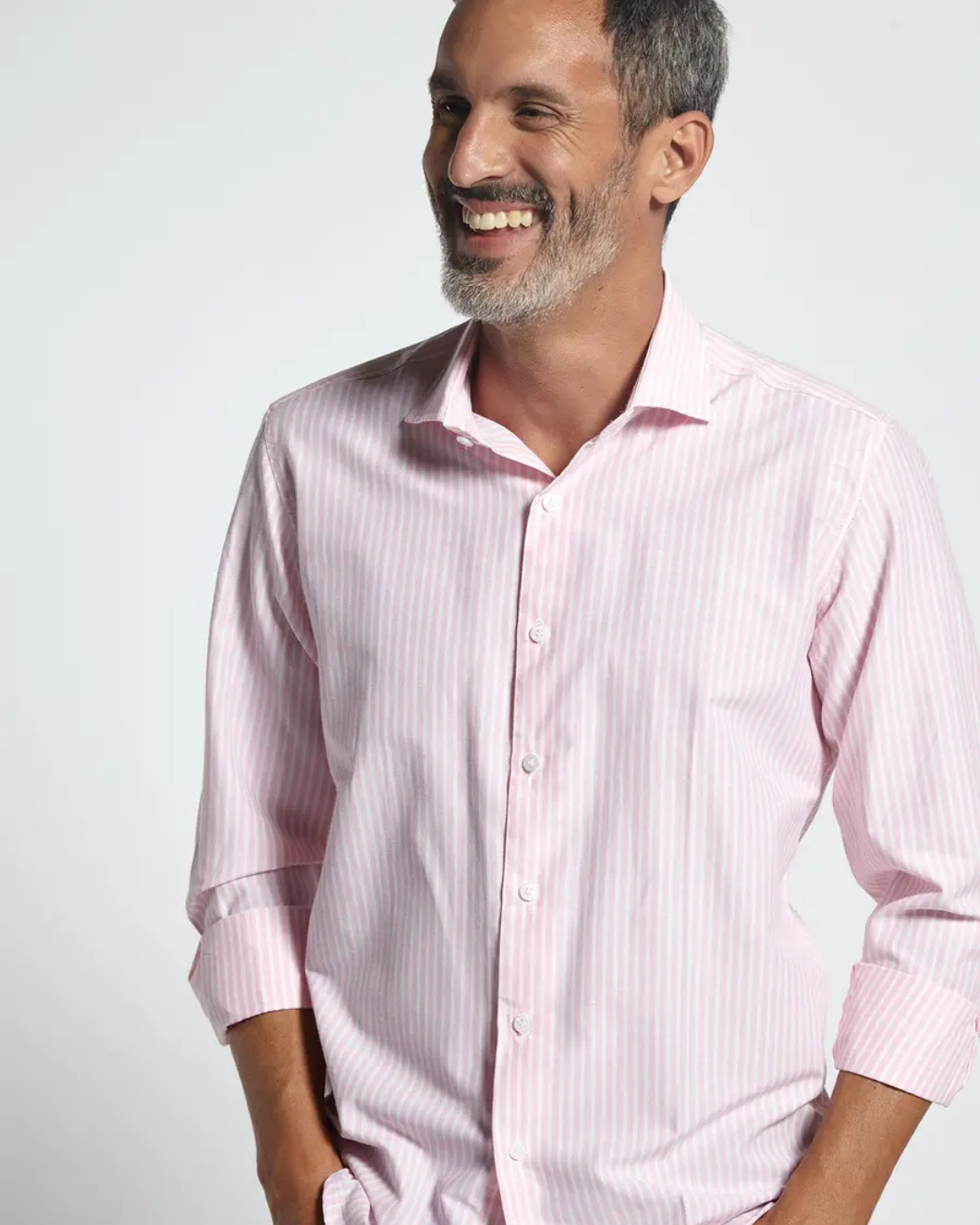 Camisa Clásica de Algodón con Rayas en Relieve para Hombre