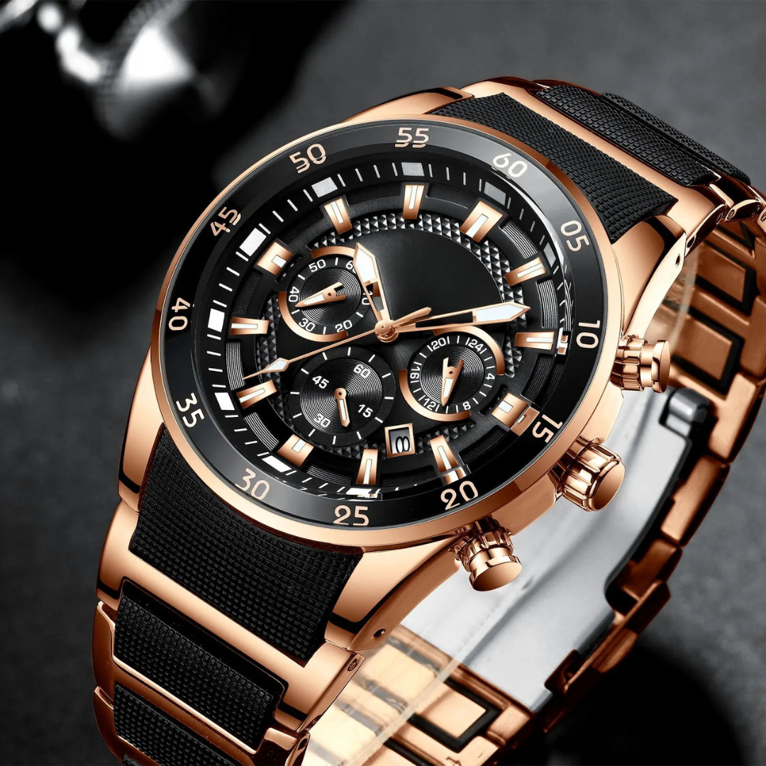 Reloj de cuarzo multifunción para hombre, resistente al agua