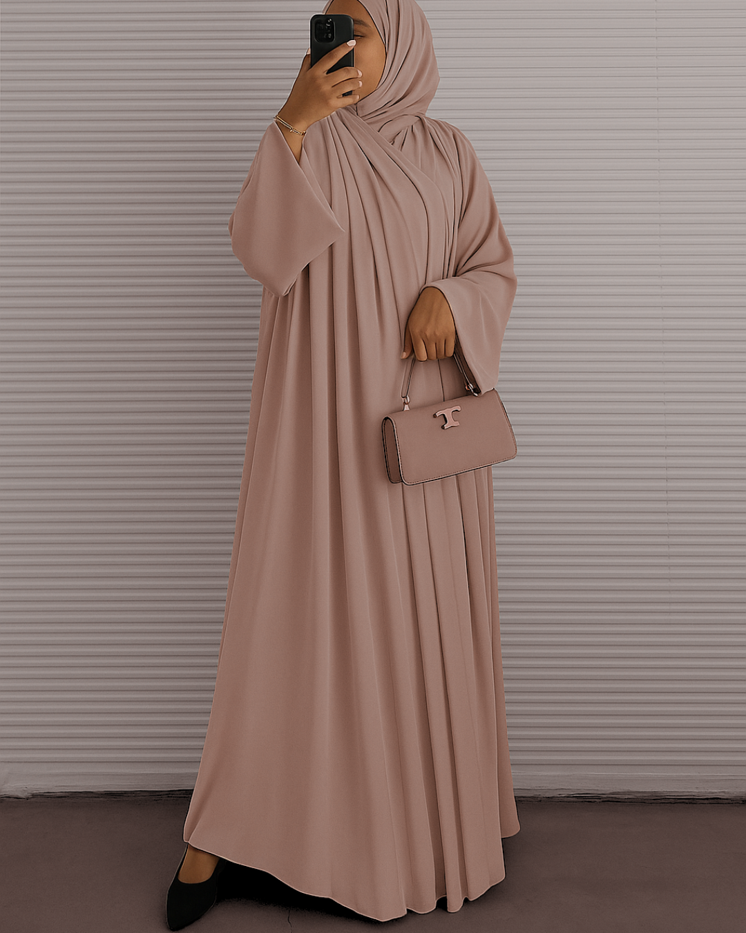 Vestido Abaya Fluido con Bolsillos Laterales