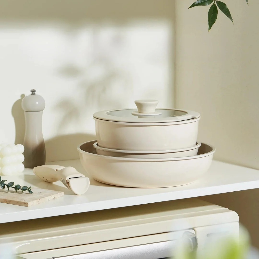 Juego de Sartenes y Ollas con Asas Desmontables para Cocina