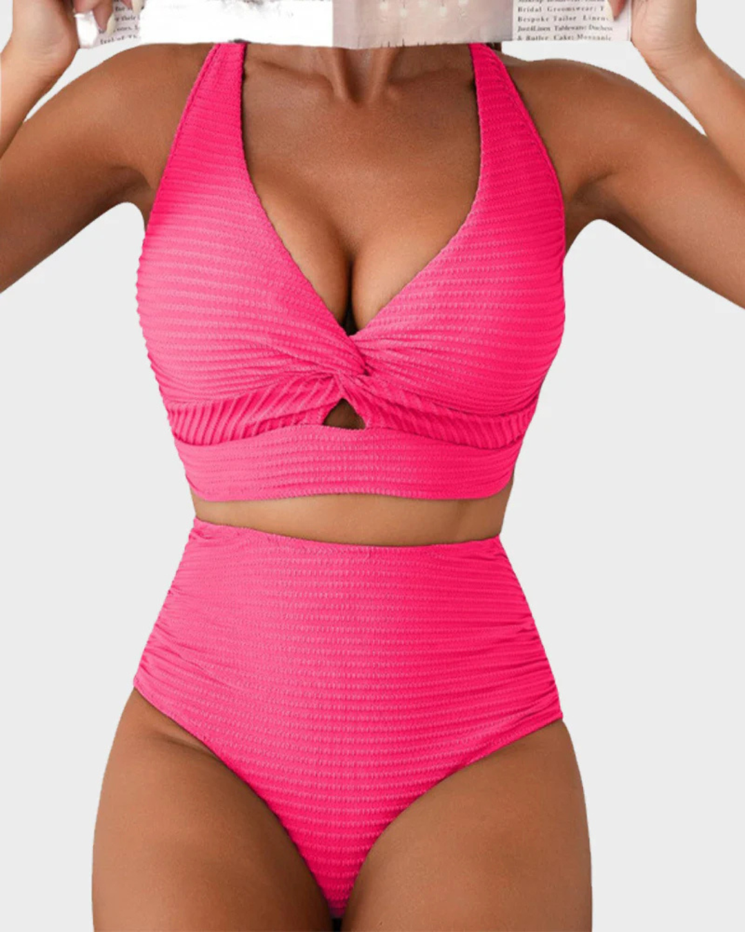 Bikini con espalda cruzada y cintura alta