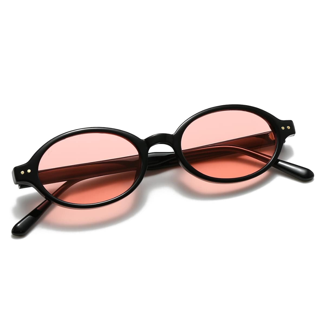 Gafas de Sol Ovaladas con Montura Negra de Estilo Retro Moderno