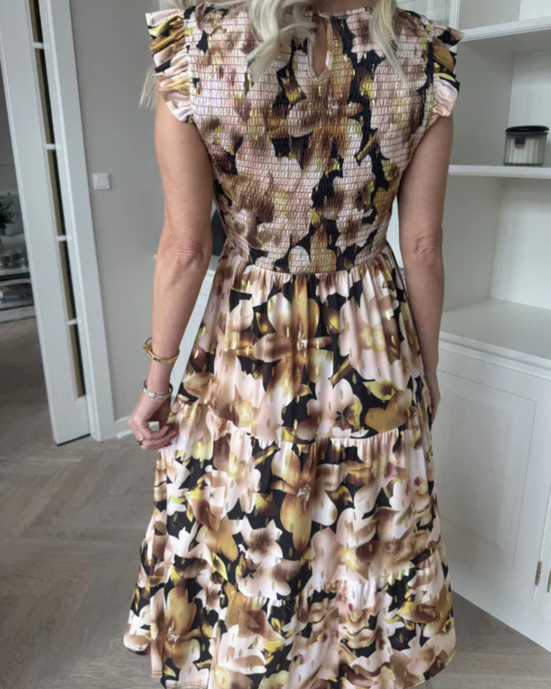 Vestido Floral con Fruncido en el Pecho para Mujer