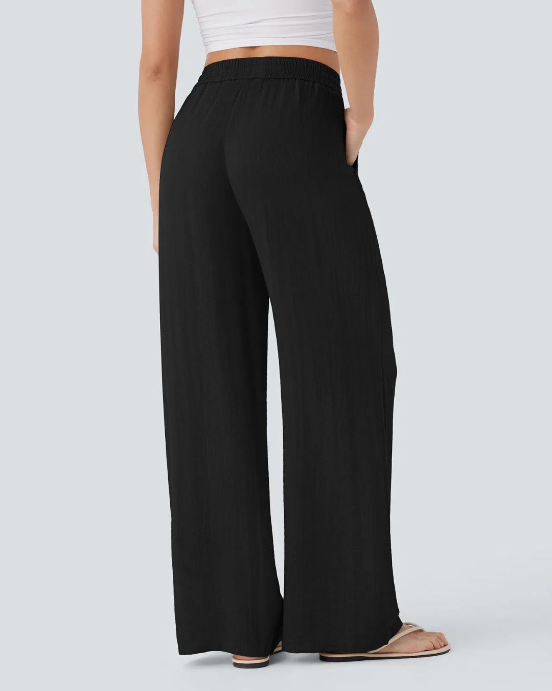Pantalón de Lino con Cintura Ajustable y Corte Fluido de Mujer