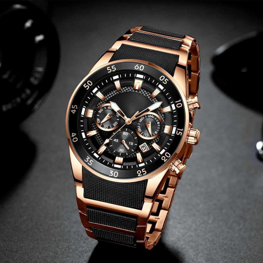 Reloj de cuarzo multifunción para hombre, resistente al agua