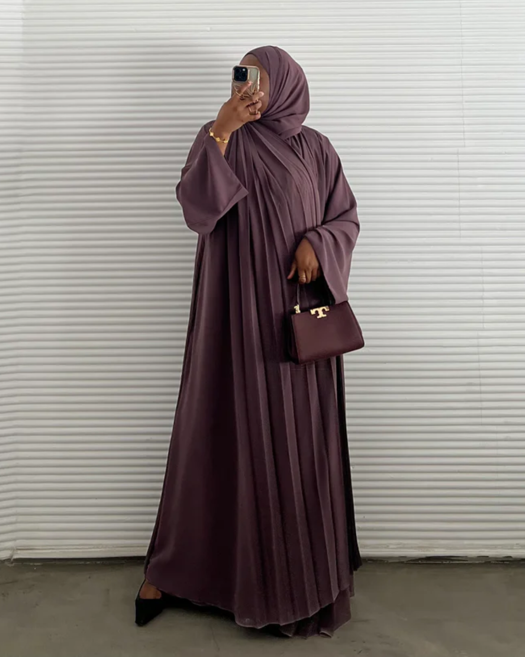 Vestido Abaya Fluido con Bolsillos Laterales