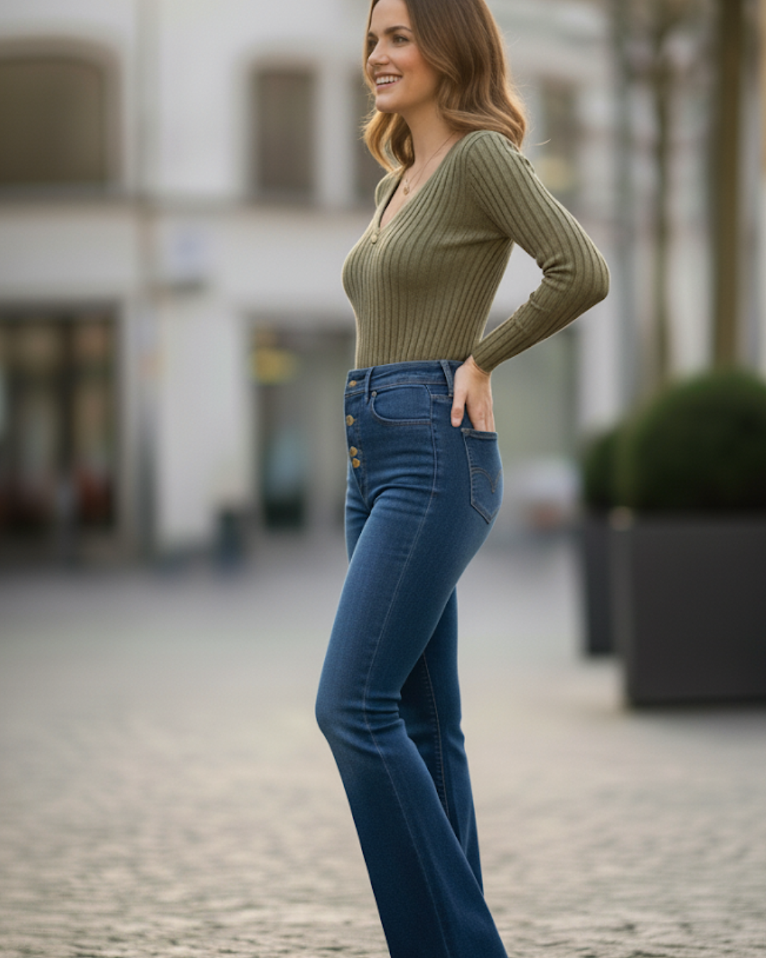 Pantalón de cintura alta acampanado