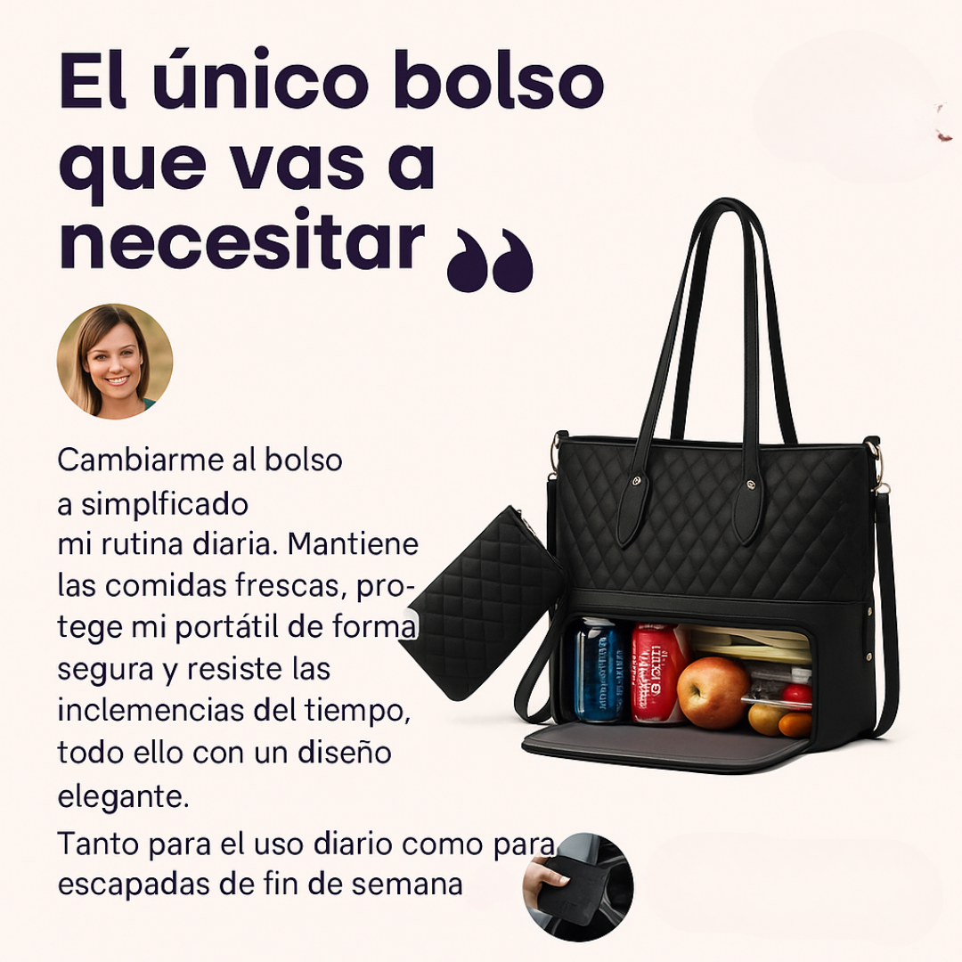 Bolso Térmico 3 en 1 con Compartimento Refrigerante y Portaordenador