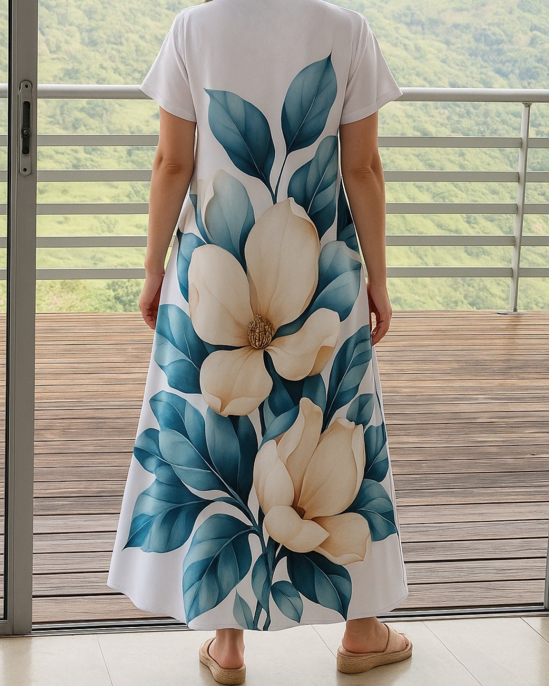 Vestido suelto con escote en V para mujer