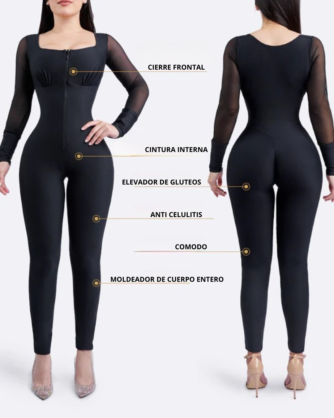 Mono Tipo Faja Reductora con Cremallera Frontal y Efecto Lifting de Glúteos