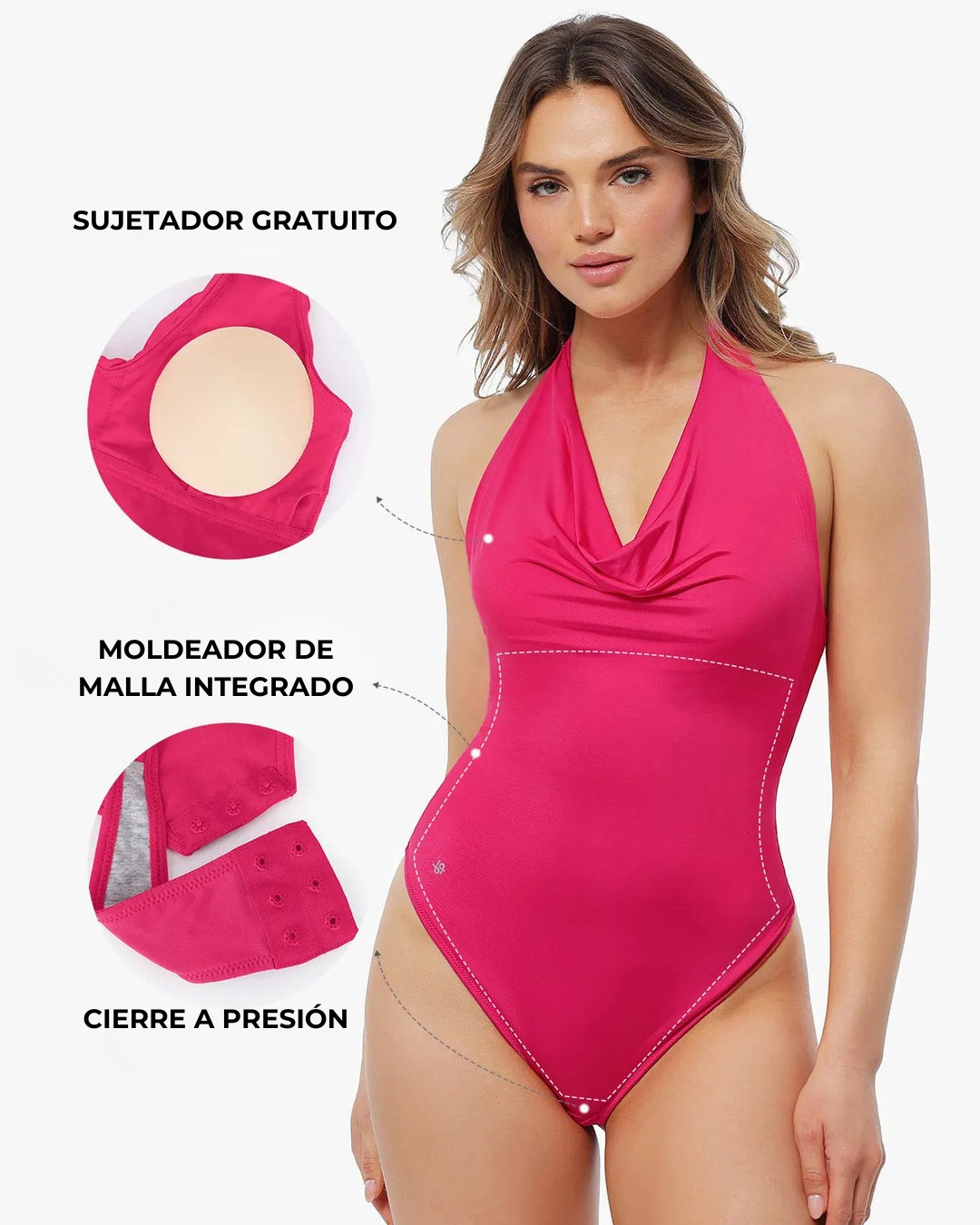Body Modelador con Escote Holgado y Control del Vientre para Realzar la Figura con Elegancia